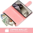 thumbnail image 5 of Compatible with Samsung Galaxy S24 Ultra 5G Wallet Phone Case and Tempered Glass Screen Protector Flower Faux Leather Flip Credit Card Holder Stand Zipper Cell Cover for S24Ultra S 24 24Ultra Pink, 5 of 9