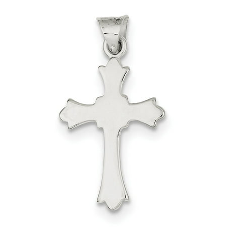 30 Mm Cross Pendant - 925 Sterling Silver Fleur De Lis Cross Pendant (30mm x 16mm)