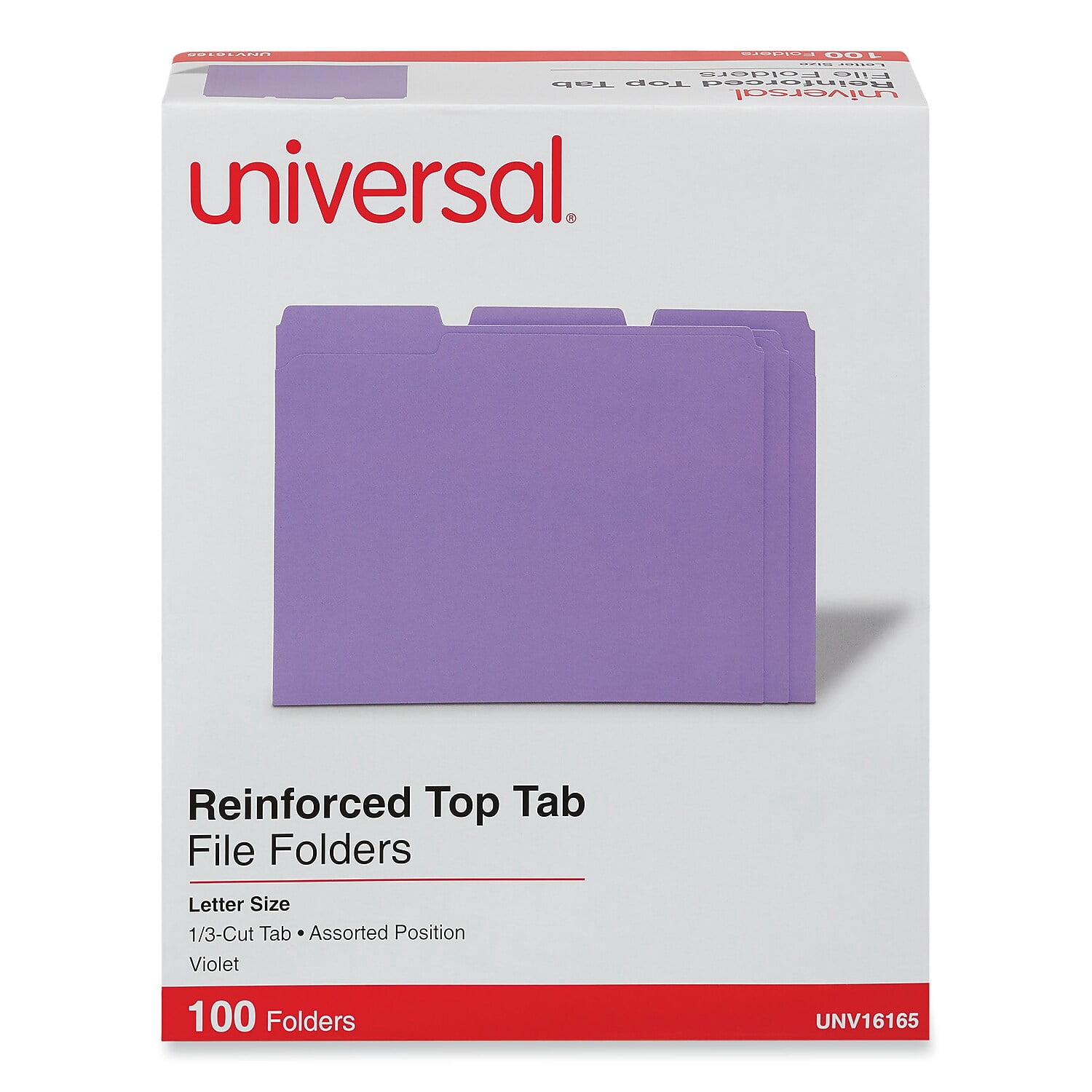 1/3-Cut Tabs, Reinforced Top-Tab File Folders - Letter Size, Violet (100/Box)