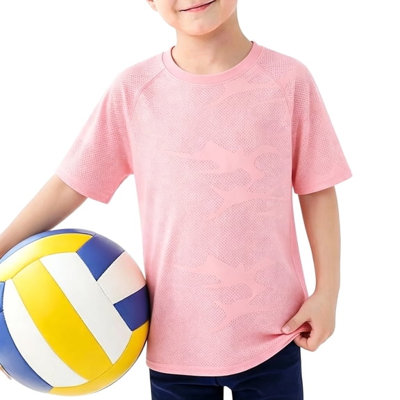 SOFTCCLO Boys Tshirts Short Sleeve Crewneck Solid Color Tops Sport Casual Athletic Comfy Kids T Shirts Size 14-15Y