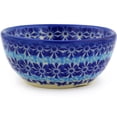 thumbnail image 3 of Polish Pottery 4-inch Bowl (Bold Blue Poppies Theme) Signature UNIKAT Hand Painted in Boleslawiec, Poland + Certificate of Authenticity, 3 of 6