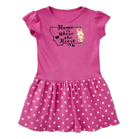 

Inktastic Montana Home is Where the Heart is with Watercolor Floral Gift Baby Girl Dress