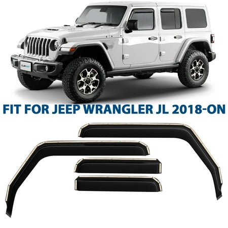 CLIM ART In-Channel Incredibly Durable Rain Guards for Jeep Wrangler JL 2018-2024/Jeep Gladiator 2020-2024  Original Window Deflectors  Vent Window Visors  Vent Deflector  4 pcs. - 618030