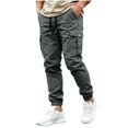 thumbnail image 6 of MXALUOB Men's Cargo Joggers Drawstring Cuffed Ankle Elastic Waist Pants with Multi Pockets Regular Fit Solid Color Pull On Trousers, 6 of 6