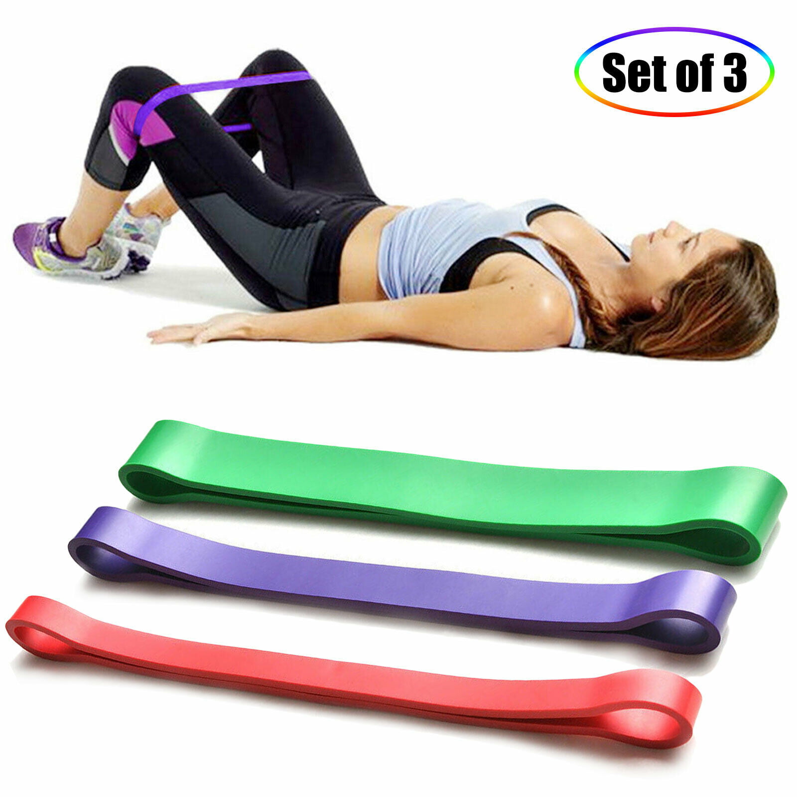 Workout Resistance Bands Loop Set CrossFit Fitness Yoga Booty Leg Exercise Band