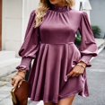 thumbnail image 2 of Robe Formelle Mini en Velours pour Femmes Couleur Unie Manches Longues Robe de Soirée, 2 of 6