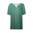 thumbnail image 4 of Spring Tops for Women Plus Size Tops 4X Women's Casual Solid Color Medium Short Sleeve V-Neck Top Green S-3XL, 4 of 5