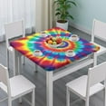 thumbnail image 3 of Colorful Tie Dye Star Mandala Pattern Square Fitted Tablecloth with Elastic Edge,Square Table Cover,Washable Elastic Table Cover for Home Kitchen Party Decor 36"x36", 3 of 6