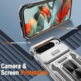 thumbnail image 5 of KOMI for Google Pixel 9 Case/Pixel 9 Pro Case with [2 Pack] HD Screen Protector + Slide Camera Cover, 360° Rotation Ring Kickstand [Military Grade] Shockproof Protective Phone Case, Grey, 5 of 5