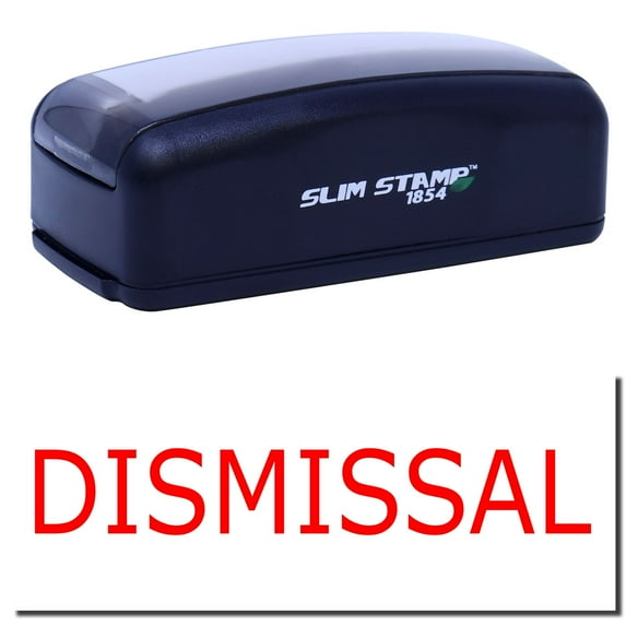 Large Pre-Inked Dismissal Stamp, Slim 1854, Ultra Slim Design, Impression Size 1-13/16" by 2-1/2", Up to 25,000 Impressions - Red Ink