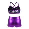 thumbnail image 5 of YONGHS Kids Girls 2-Piece Sports Dance Outfits Crop Tops with Booty Shorts Set 5-14, 5 of 7