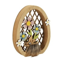 WMGHA ‌Wooden Easter Ornament Set, Vintage Holiday Home Decor for Mantel & Tabletop, Hand-Carved Spring Wall Hangings, Rustic Easter Egg Tree Decoration with Twine Hook