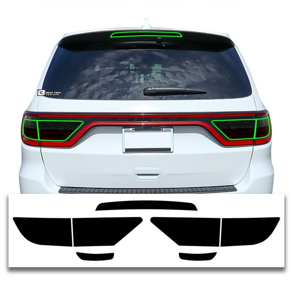 BOGAR TECH DESIGNS Tinted Taillight Third Brake Light Sidemarker Overlay Tint Covers Compatible with Dodge Durango 2021, Dark
