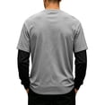 thumbnail image 3 of Men's T-Shirt Fake Two-Piece Layered Look Contrast Sleeve Casual Long Sleeve Pullover Fall Solid Color Top, 3 of 5