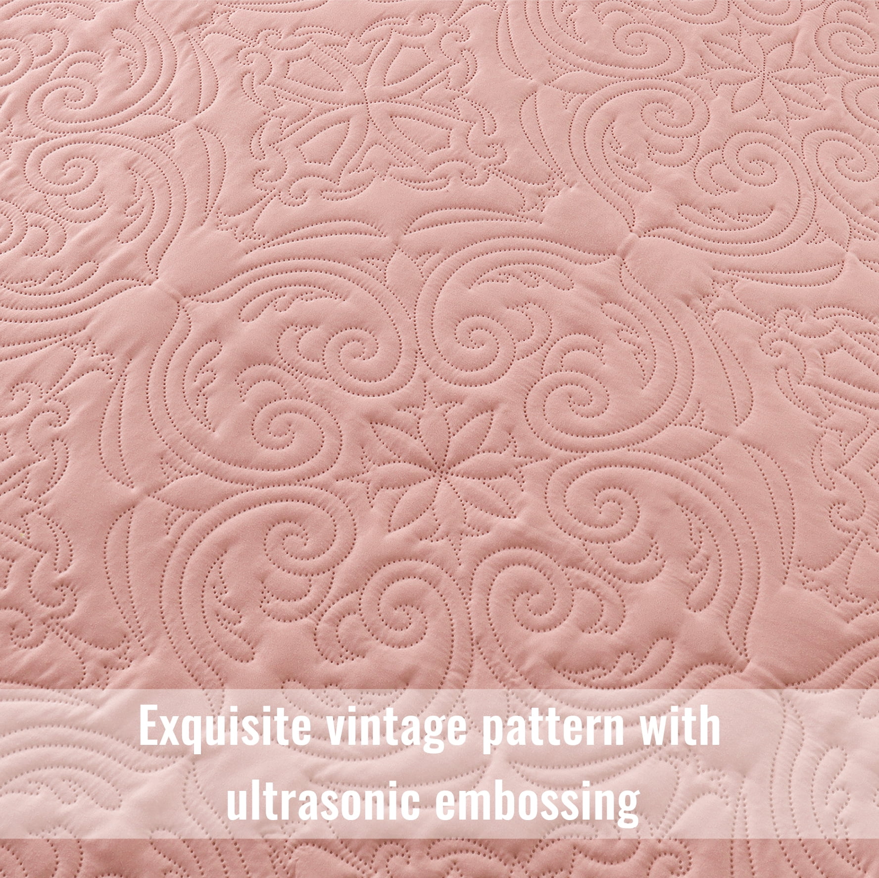 Exclusivo Mezcla King Quilt Bedding Set, Lightweight Vintage King Size Quilts with Pillow Shams, Soft Bedspreads Coverlets for All Seasons (104"x96", Blush Pink)
