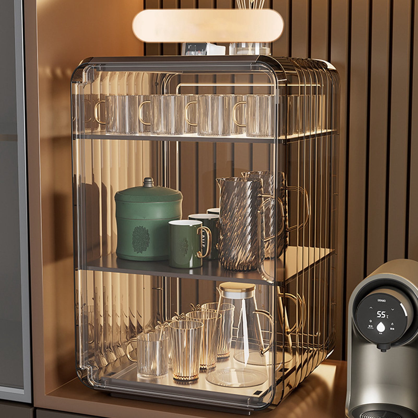 Cup Storage Rack, Acrylic Water Bottle Organizer Sturdy Dustproof Water ...