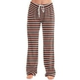 thumbnail image 2 of DENGDENG Fall Pajamas for Women Stretchy Striped Pajama Pants Funny Lounge Sleepwear Palazzo Pants Christmas Y2k Comfy Wide Leg Pjs Light Brown L, 2 of 6