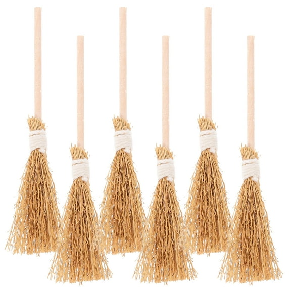 CTIRCHIU 6Pcs Miniature Broom Mini House Decoration Beige for Accessory