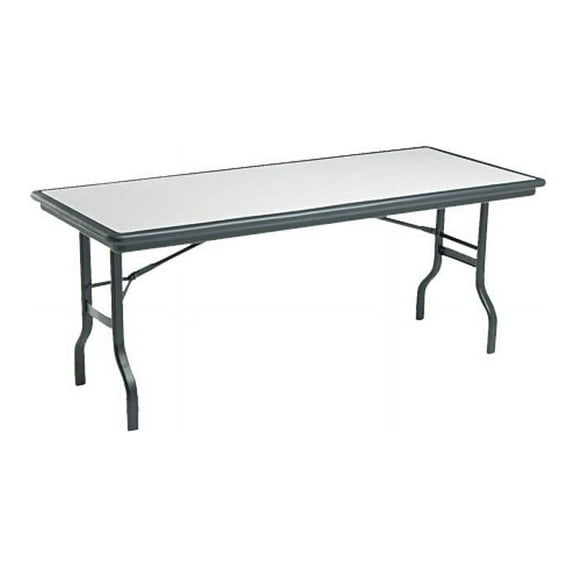 IndestrucTables Resin Rectangular Folding Table 72w x 30d x 29h Granite/Black