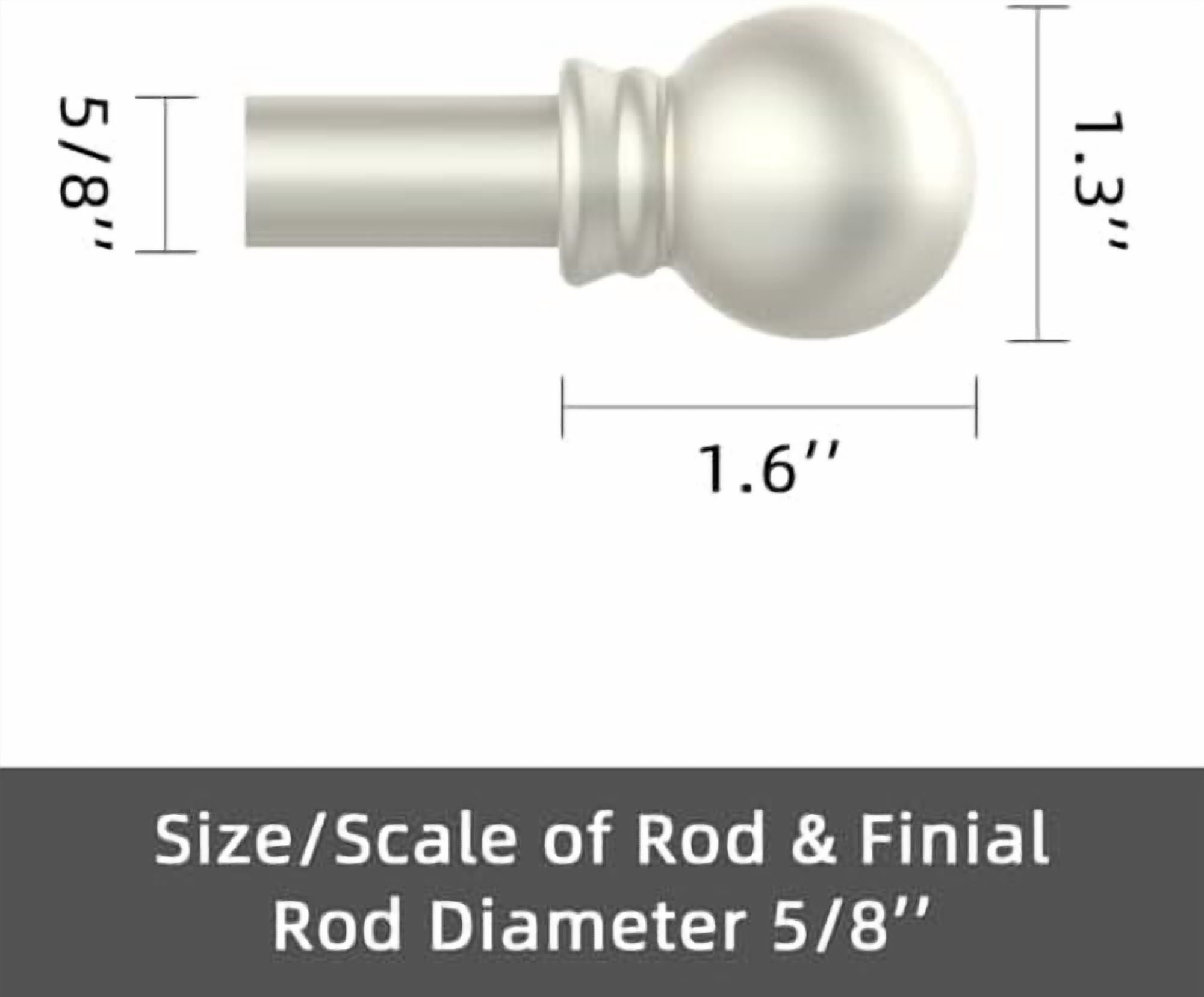 Curtain Rods for windows 32-48 inch, 5/8 inch Decorative Nickel Splicing Heavy Duty Metal Curtain Rod set with Brackets