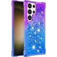 thumbnail image 3 of Case for Samsung Galaxy S24 Ultra Case Glitter Liquid Cute Clear Shockproof Back Cover,Soft TPU Phone Case for Samsung Galaxy S24 Ultra Gradient Purple, 3 of 7