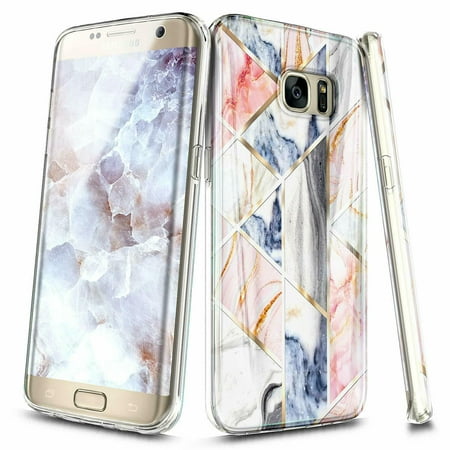 For Samsung Galaxy S6 Edge Case, Ultra Slim Thin Glossy Stylish, Gold Glitter Marble Design Phone Cover - Marble