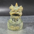 thumbnail image 2 of Antique Chinese style gilt brass tea pet, small ornament, desktop landscaping decoration, creative bronze lion., 2 of 4