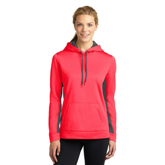 Sport-Tek Women's Sport-Wick Fleece Colorblock Hooded Pullover. LST235