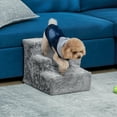 thumbnail image 2 of PawHut 3-Step Pet Steps Cat Stairs, Cats/Dogs, Climbing on Bed, Light Grey, 2 of 10