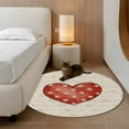 thumbnail image 3 of Valentine's Day Washable Round Area Rug 4 ft, Vintage Watercolor Dots Red Love Heart Linen Texture, Soft Non Slip Rugs Stain Repellent Indoor Felt Carpet for Living Dining Room Bedroom Home Office, 3 of 9