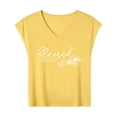 thumbnail image 4 of Christian Shirt for Women Blessed Letter Print Bible Verse Womens T Shirts, Short Sleeve V-Neck Shirts Cute Fit Summer Casual Tee Tops Dopamine Color Daisy Yellow 5XL, 4 of 5