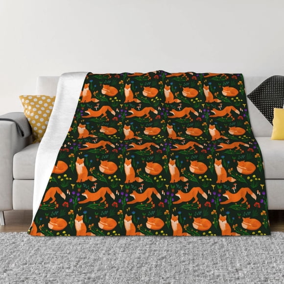 Balery Cute Little Foxes Manta de Franela con Dibujo, Lujo Ultra Suave y Cálido, Antipelusa y Resistente a las Arrugas para Cama, Sofá, Camping -40"x30"