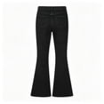 thumbnail image 2 of High Waist Solid Black Flare Jeans for Women - High Stretch Washed Bell Bottom Denim Trousers Retro Style for Modern Daily Look, 2 of 8