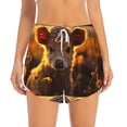 thumbnail image 4 of Lsque Sunset Sunflower Cow Printed Women's Running Shorts with Liner Pockets,Elastic Quick Dry Workout Athletic Gym Yoga Shorts,Womens High Waist Shorts-Small, 4 of 9