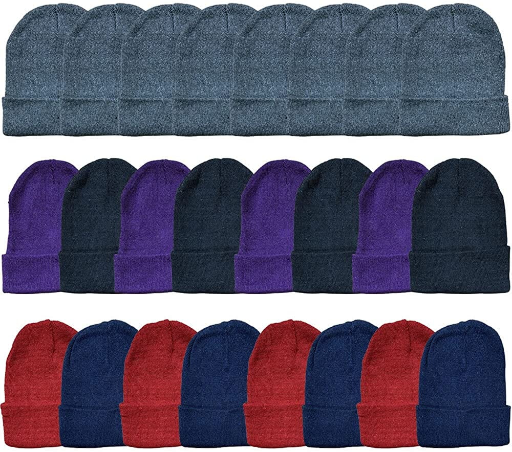 Yacht & Smith 24 Pack Kids Winter Beanie Hat Assorted Colors Bulk Pack Warm Acrylic Cap for Children