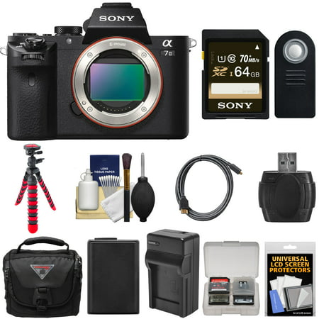 Sony Alpha A7 II Digital Camera Body with 64GB Card + Case + Battery & Charger + Tripod + Kit