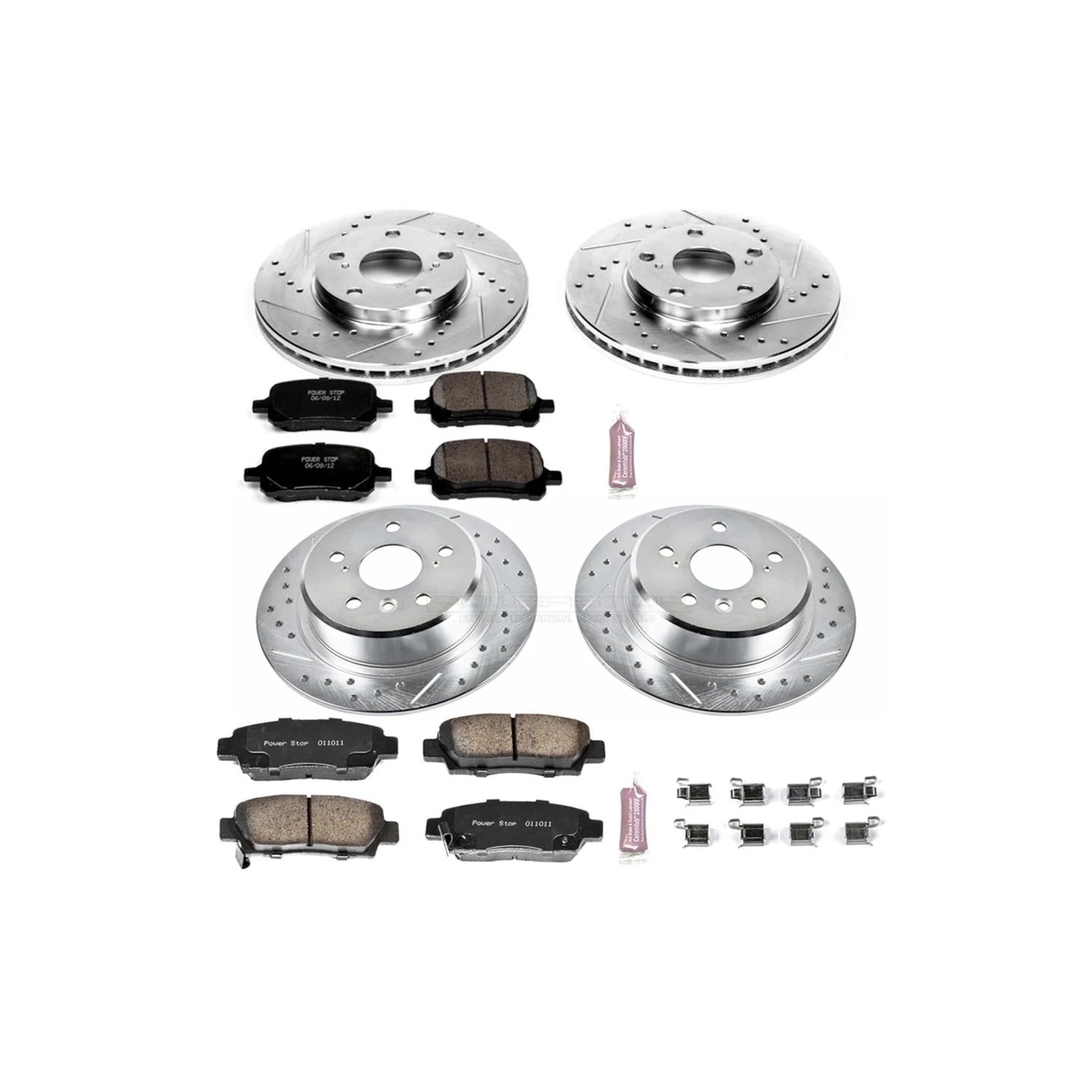 PowerStop Front and Rear Z23 Evolution Sport Carbon-Fiber Ceramic Brake Pad and Drilled & Slotted Rotor Kit Fits: TOYOTA Select Models K6345