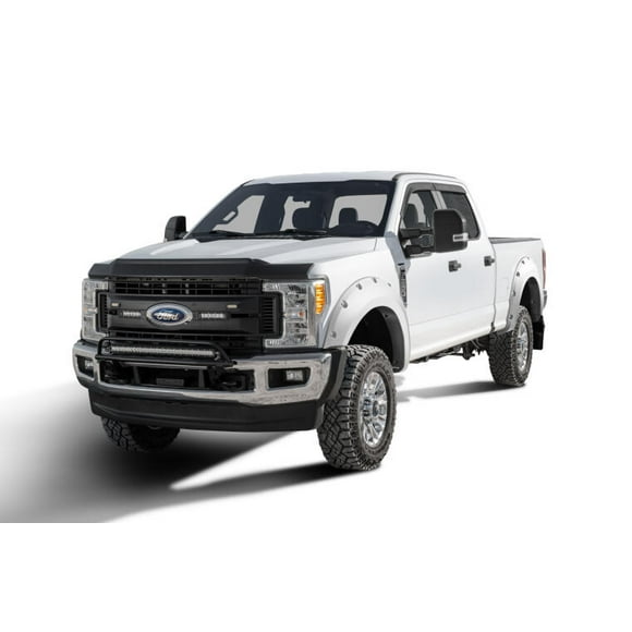 Bushwacker Fender Flare 20942-12 Pocket Style; 2 Inch Tire Coverage; Oxford White - Paint Code Z1; Dura-Flex 2000 ABS Smooth Plastic; 7 Inch Flare Height; Set Of 4