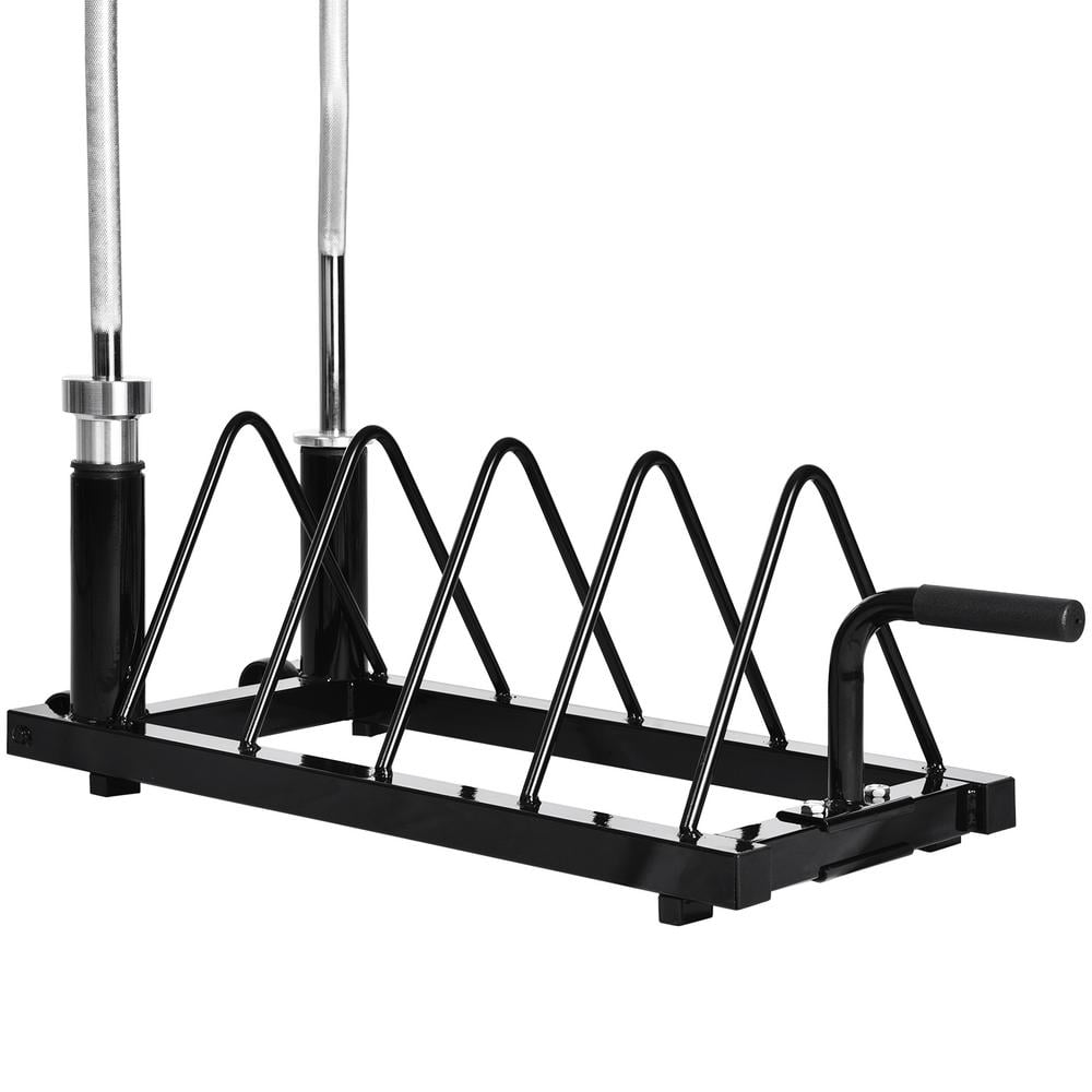 Details about   Olympic Barbell Weight  Plate Storage Rack Weight Bar Tree Stand Heavy Duty 