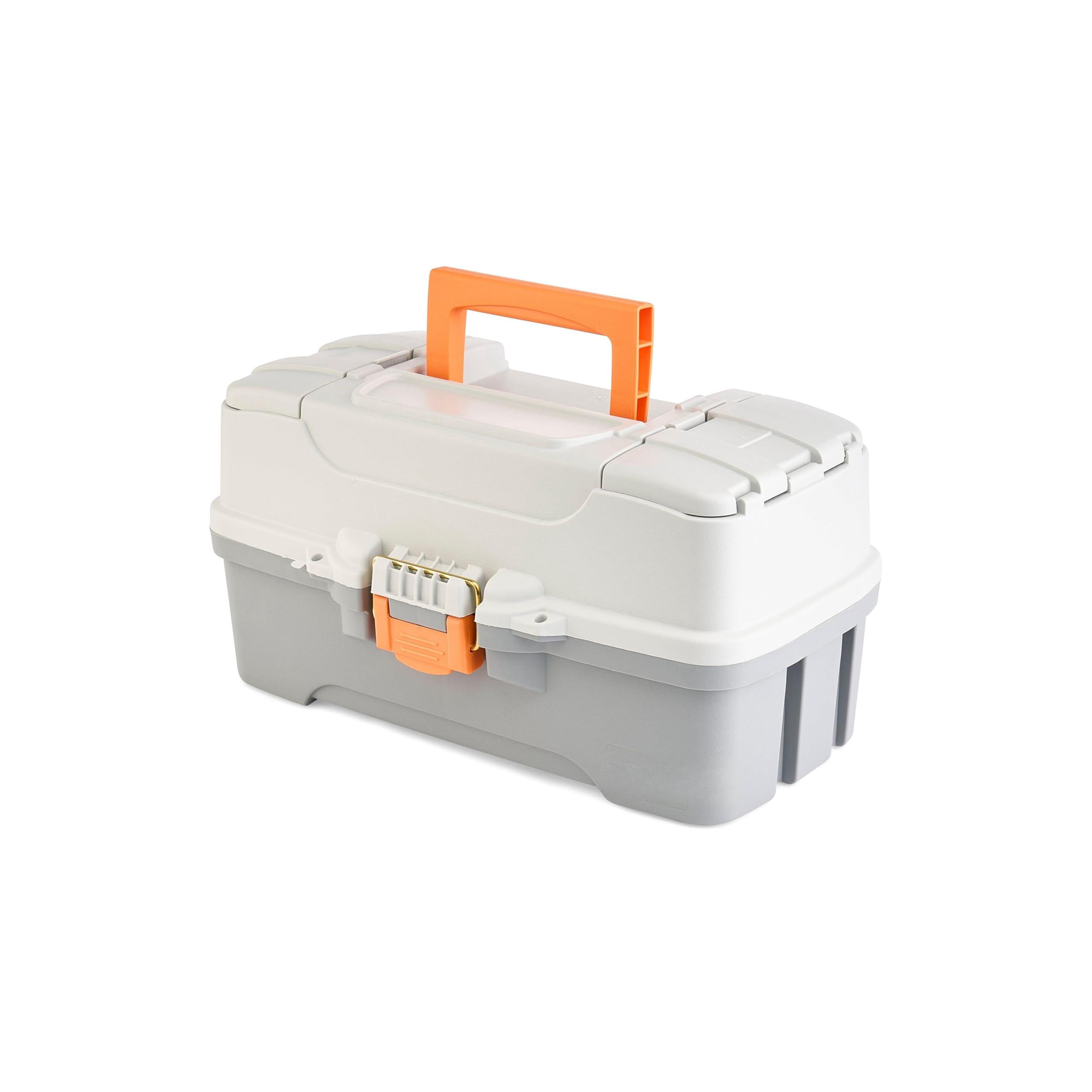 Three-tray Tackle Box  Light Grey/dark Grey Rust-proof Brass Latch Top-access Tray With Deep Storage Made In The Portable Fishing Gear Organizer