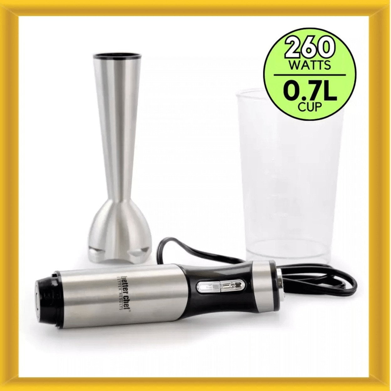 Better Chef  Better Chef 260W Variable Speed Stainless Steel Immersion Blender with Cup