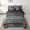 thumbnail image 2 of Castle Fairy Black Leopard Print Bedding Comforter Set,Patchwork Full Bedding Set, 2 of 8