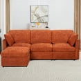 thumbnail image 6 of ACMEASE 84” Chenille 3 Seats Sofa W/Movable Ottoman, Modern Fabric L-Shaped Couch with Soft Backrest, Upholstered Sectional Sofa with Armrest Pillows for Living Room, Office,Orange, 6 of 7