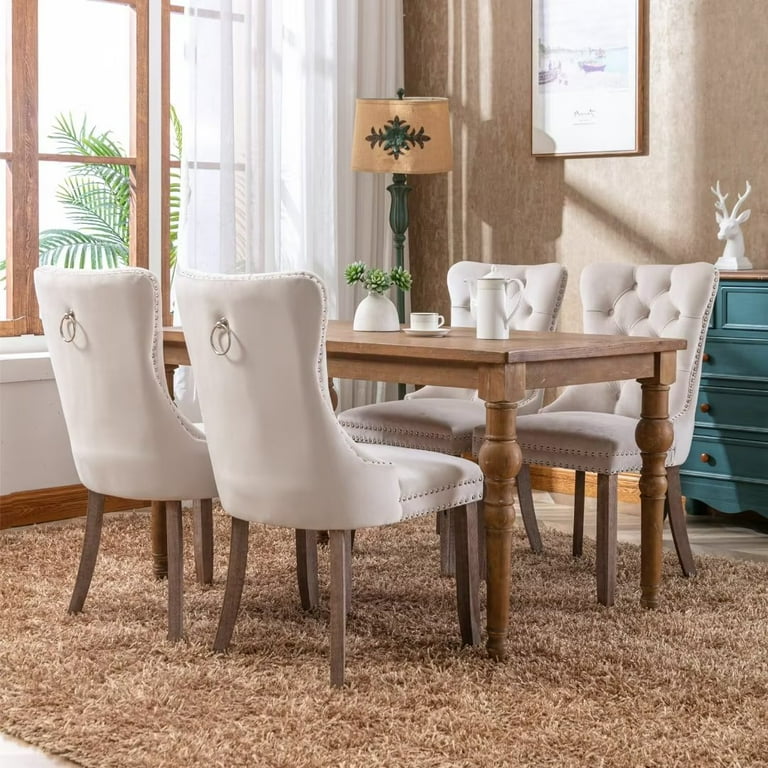 Dining Chair Sets of 2 Modern Accent Chairs Armchairs High end Tufted Solid Wood Contemporary Velvet Upholstered Dining Chair with Wood Legs