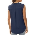 thumbnail image 4 of Txlixc, camisetas sin mangas de verano para mujer, sin mangas, lisas/flores/hojas, camisas de encaje con cuello en V, chaleco informal suelto para mujer Txlixc  Estilo de ocio, 4 of 5