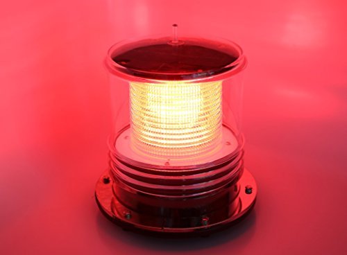 Solar Dock Warning Light – Waterproof Marine LED Light, 360° Red Constant/Flash, Wireless Remote