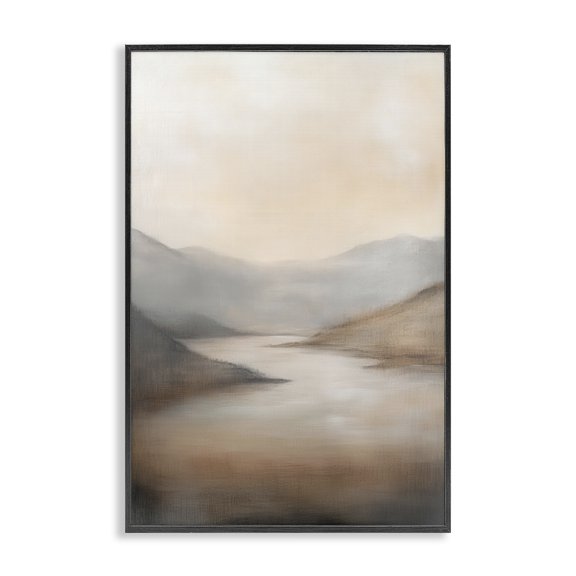 Stupell Industries Transitional Formed by Mountains Landscape Black Framed Giclee Art, 12 x 18, by Petals Prints Design