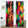 thumbnail image 2 of Coolnut Christmas Lights Bulbs Thermal Insulated Blackout Grommet Printed Window Curtain - 84x55 in - 100% Polyester 2 Panels, Stitchingstyles, 2 of 6