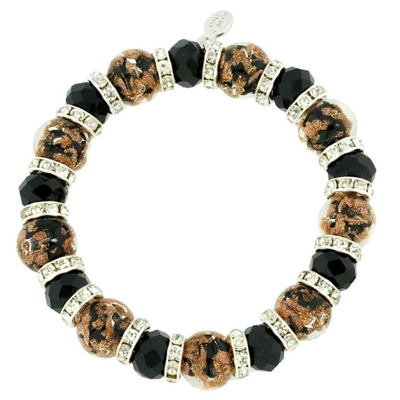 GlassOfVenice Murano Glass Symphony Stretch Bracelet - Black