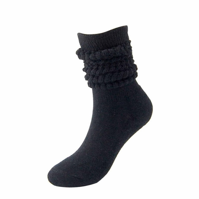 LckLvx 3 Pairs Slouch Socks for Women Solid Color Scrunch Soft Long Boot Socks Mid Calf Crew Socks